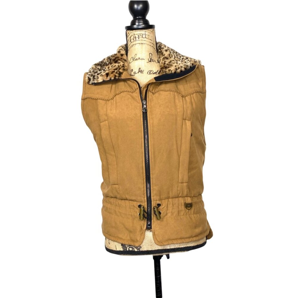 Vintage Nils Resort Collection Zip Vest Leopard Collar Full Zip S/M - Picture 11 of 17